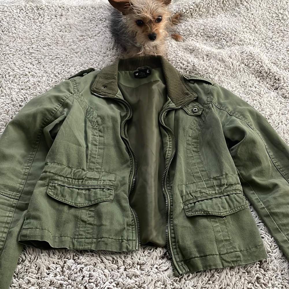 Green denim jacket